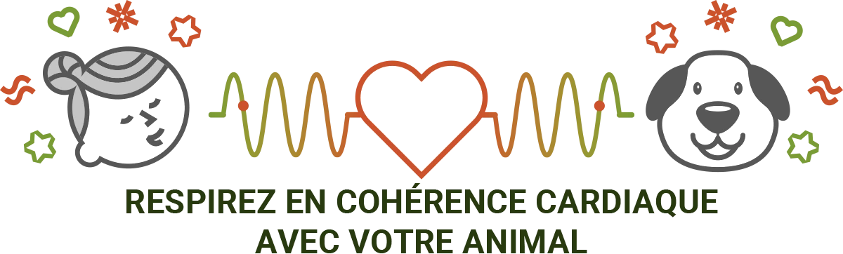 Illustration : les courbes cardiaques du maître et de son animal se rejoignent autour d'un cœur